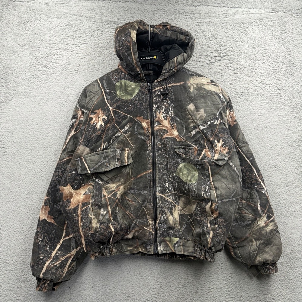 Vintage WFS Element Gear Camo Full Zip Hooded Jacket Coat Men's Size XL